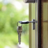 House key in a front door lock