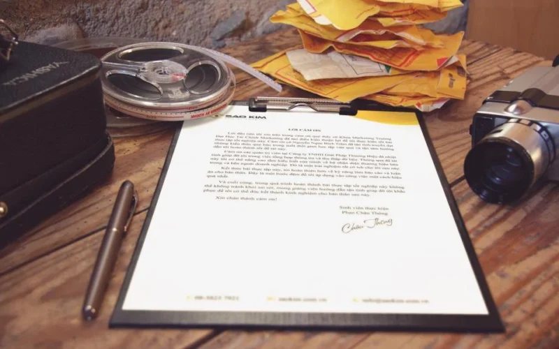 Printed sales document on a desk with reading glasses