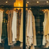 Tailored luxury clothing on display in a boutique
